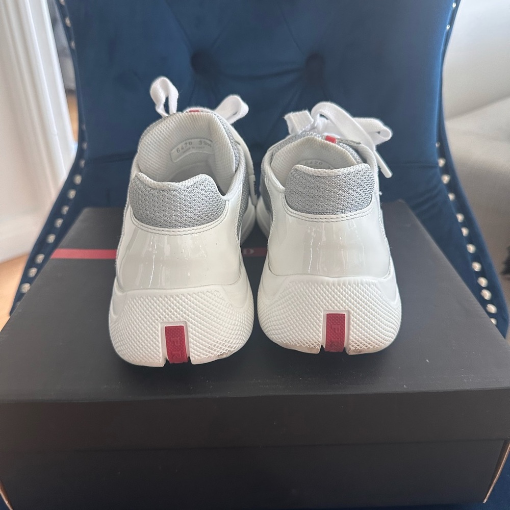 Prada White and Gray Women's Athletic Shoes - Picture 3 of 3
